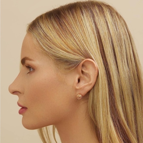 GOLD 18k Gold Plated Knot Ball Stud Earrings - Picture 3 of 5